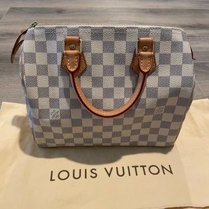 NEW Authentic Louis Vuitton Speedy Damier 25 White Satchel